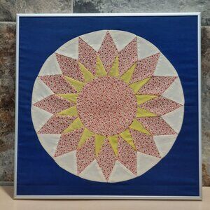 Framed Quilt Block Mariners Compass Pattern Wind Rose